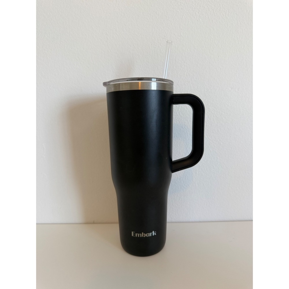 Embark Stainless Steel Insulated Tumbler with Handle and Straw Matte Black 40oz